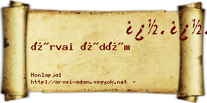 Árvai Ádám névjegykártya