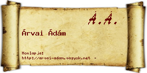 Árvai Ádám névjegykártya